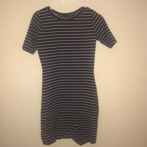 Navy blue and tan dress